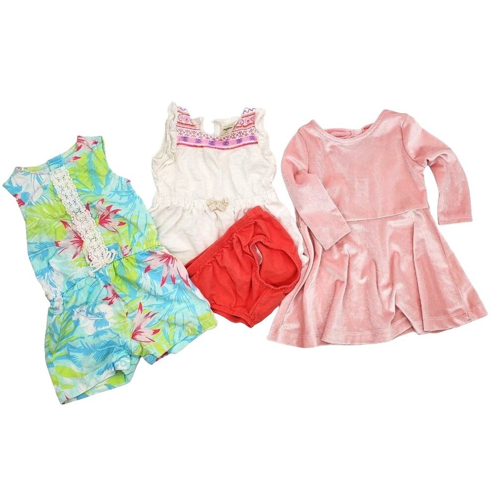 Carters 6M Baby Girl Mix Bundle Short Romper Dress Lightweight Summer Set